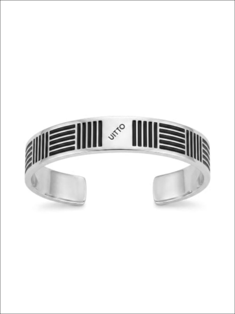 925 Sterling Silver Enamel Open Cuff Bracelet Rhodium Plated Unisex